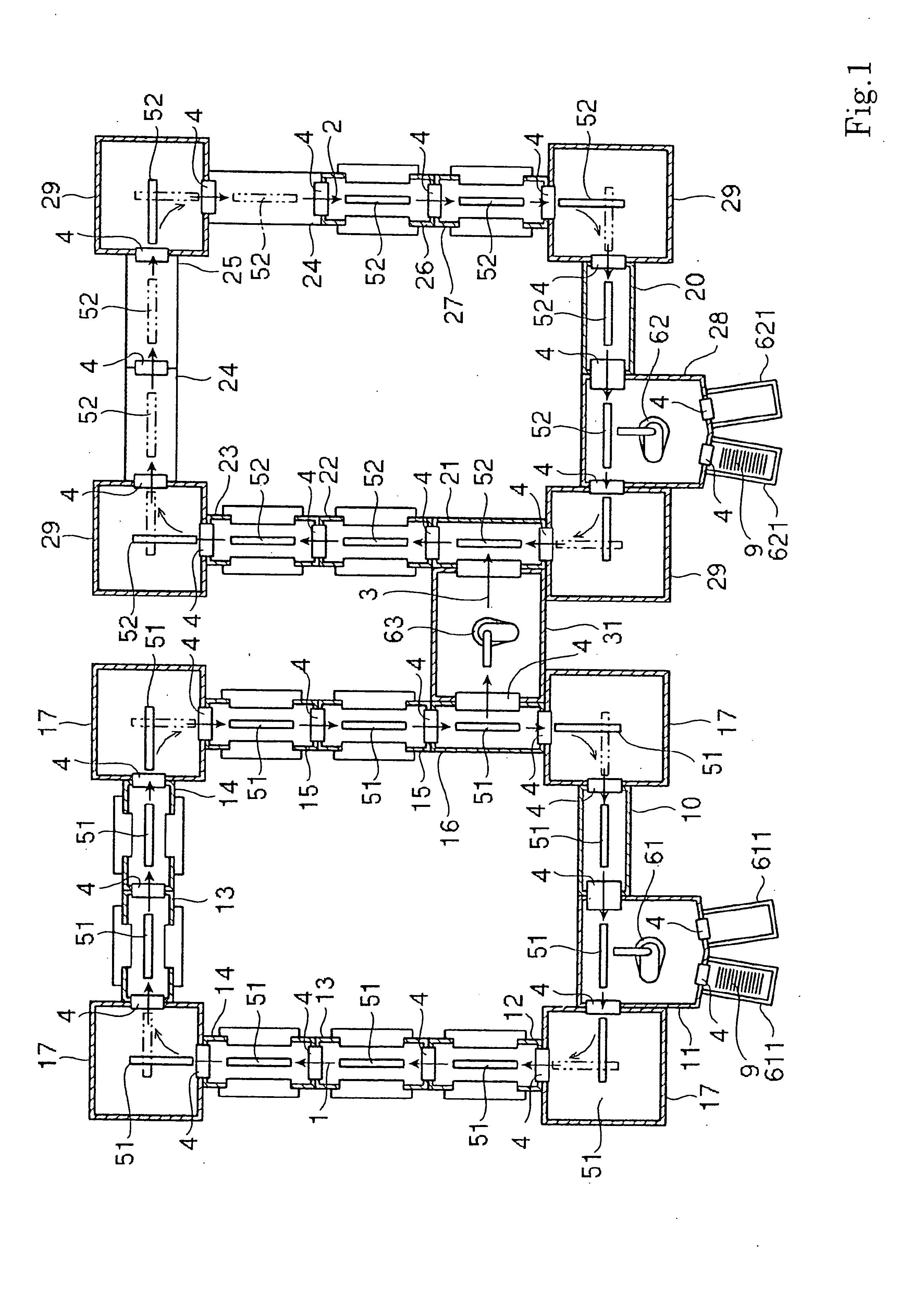 Apparatus for manufacturing magnetic recording disk, and in-line type substrate processing apparatus