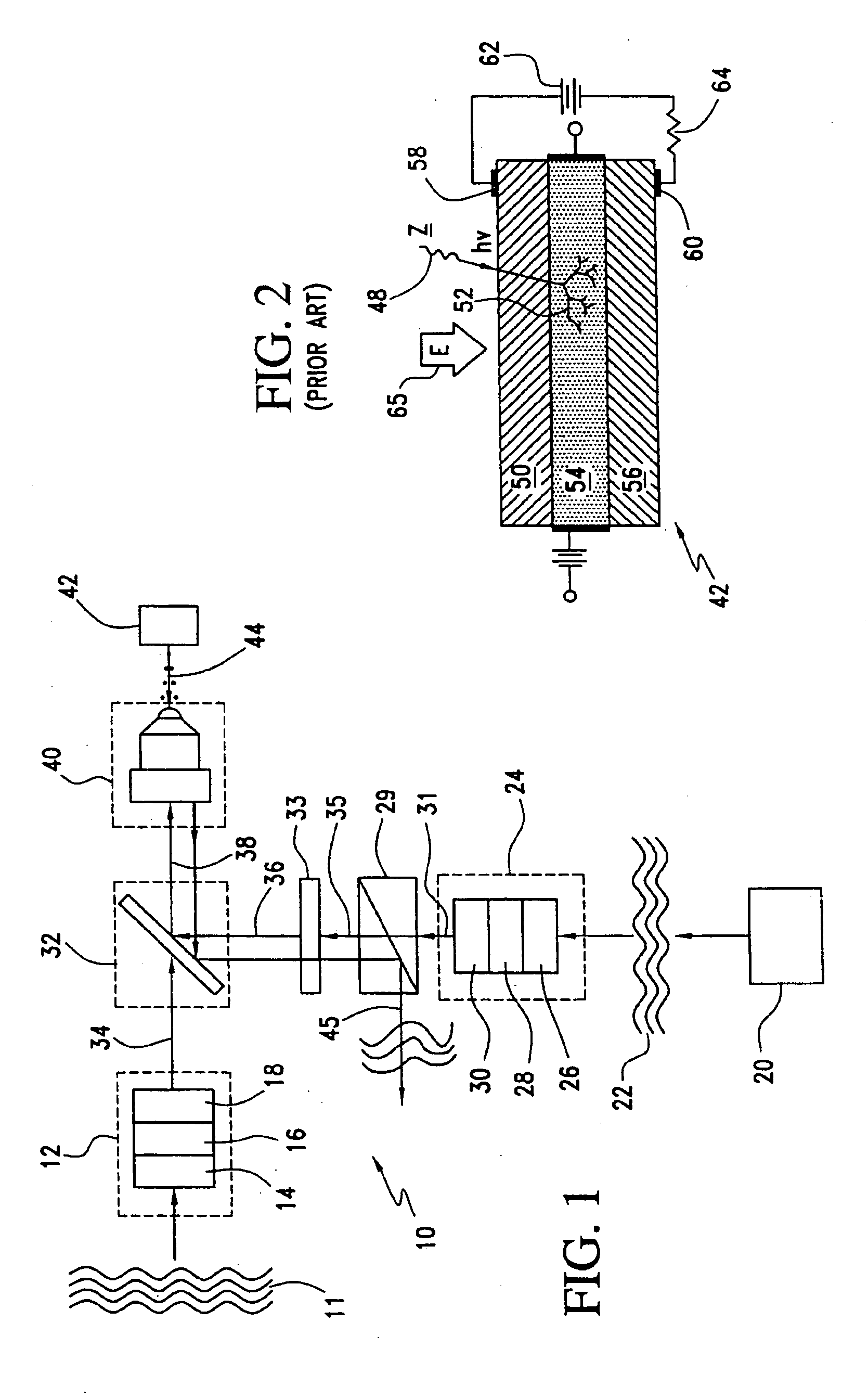 Active optical system for changing the wavelength of an image