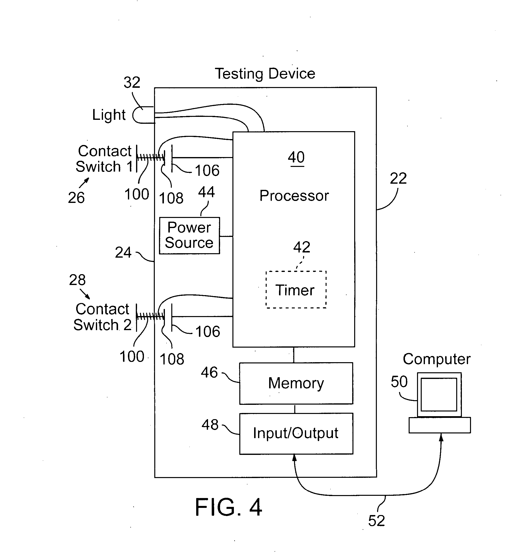 Reaction, performance and response time testing system