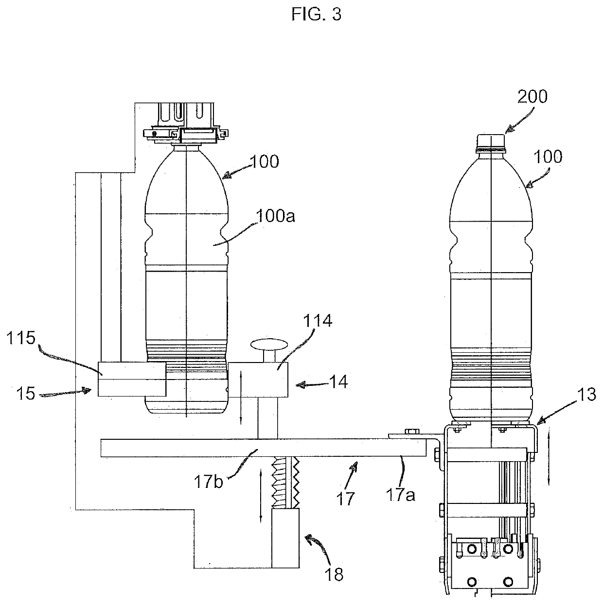 A capping plant and a method for capping and conveying containers made of thermoplastic material