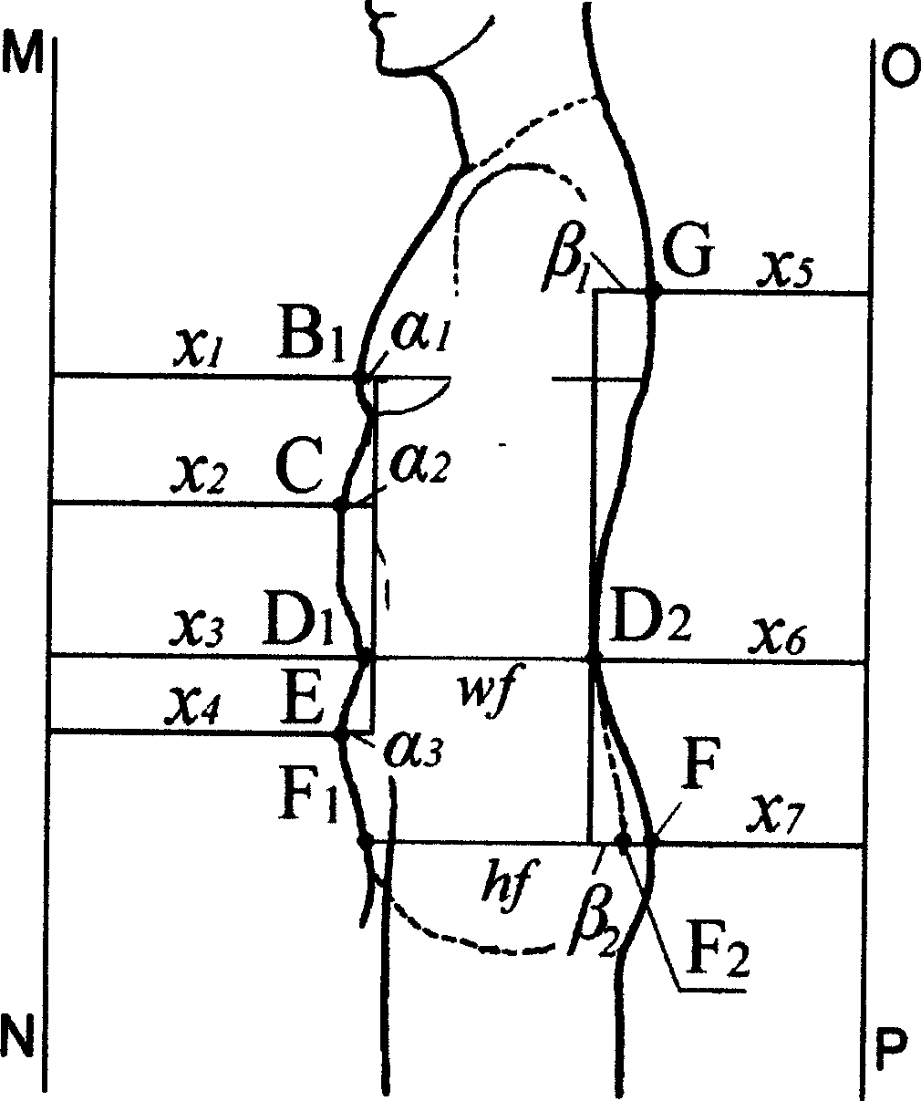 Shape factor method for quantizing human shape and measuring device thereof