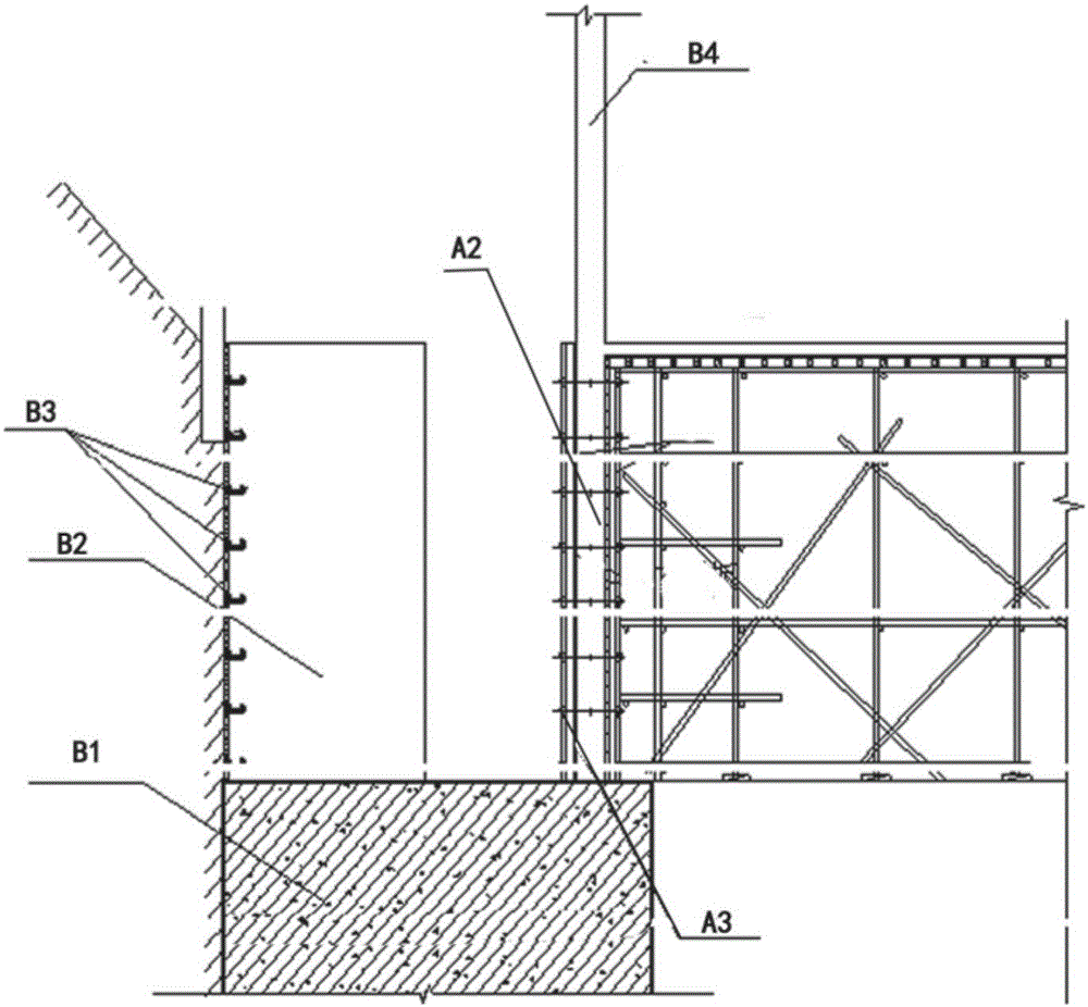 Reverse structural steel and bamboo splint soil retaining construction method