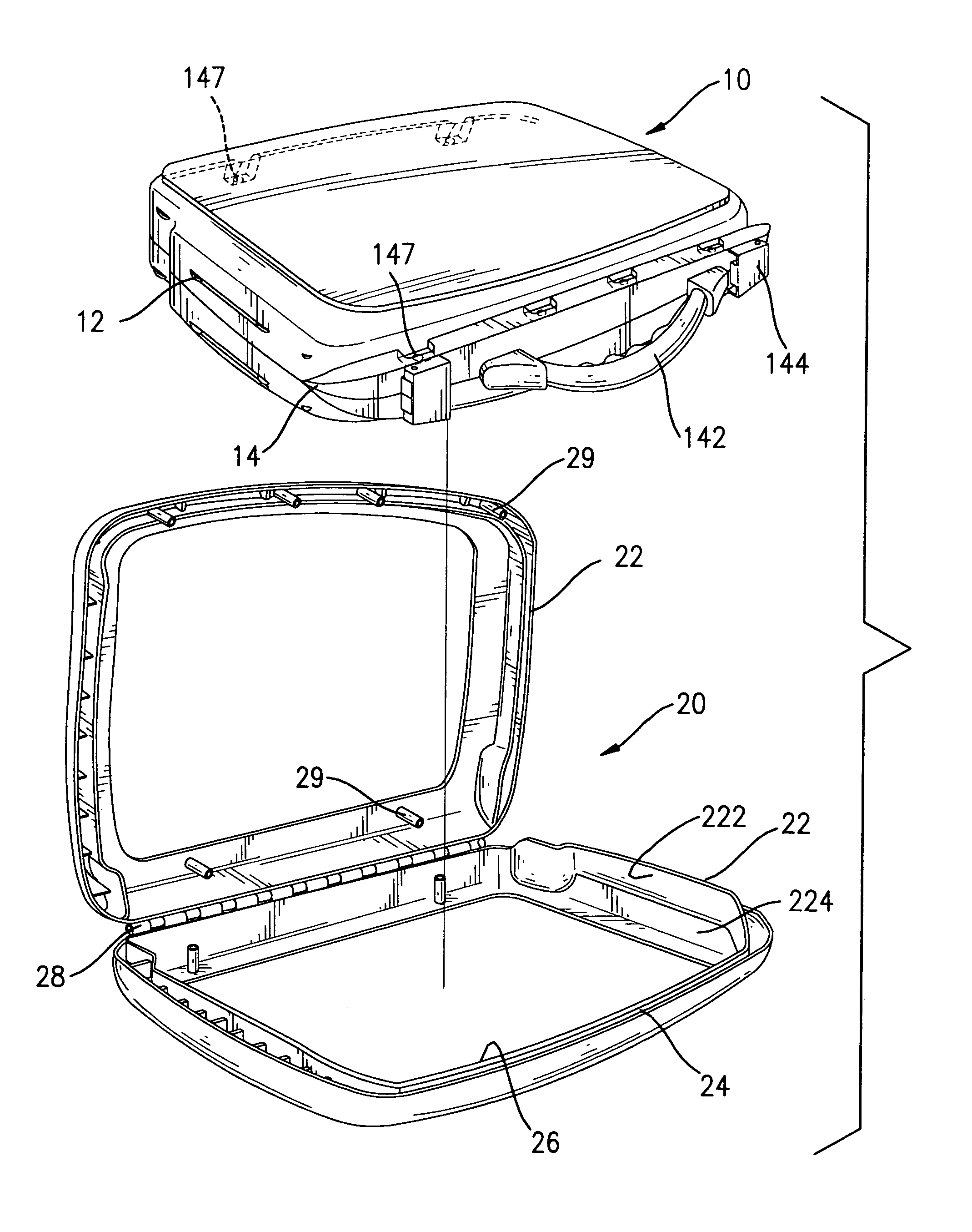 Attache style toolbox with an outer frame