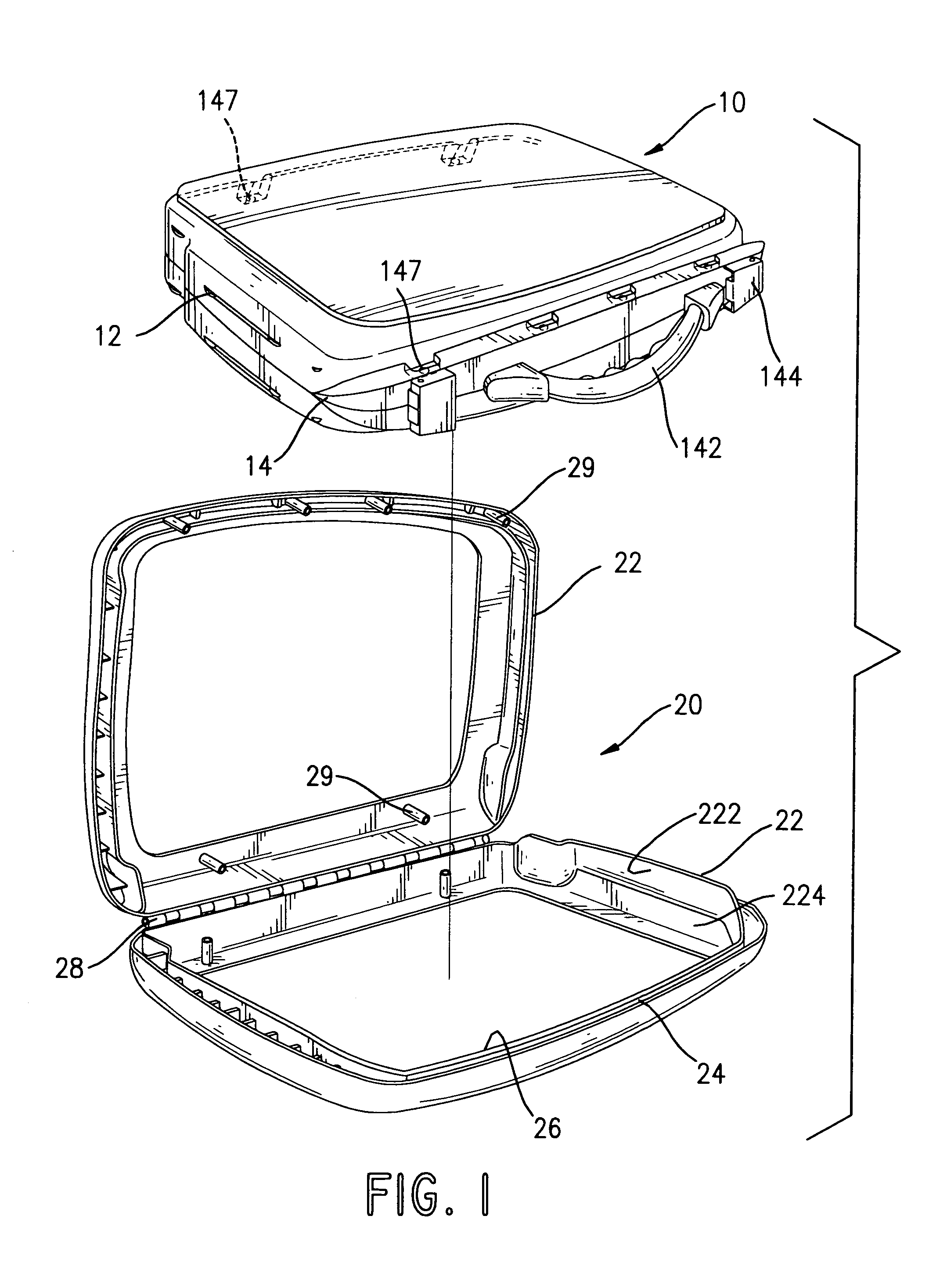 Attache style toolbox with an outer frame