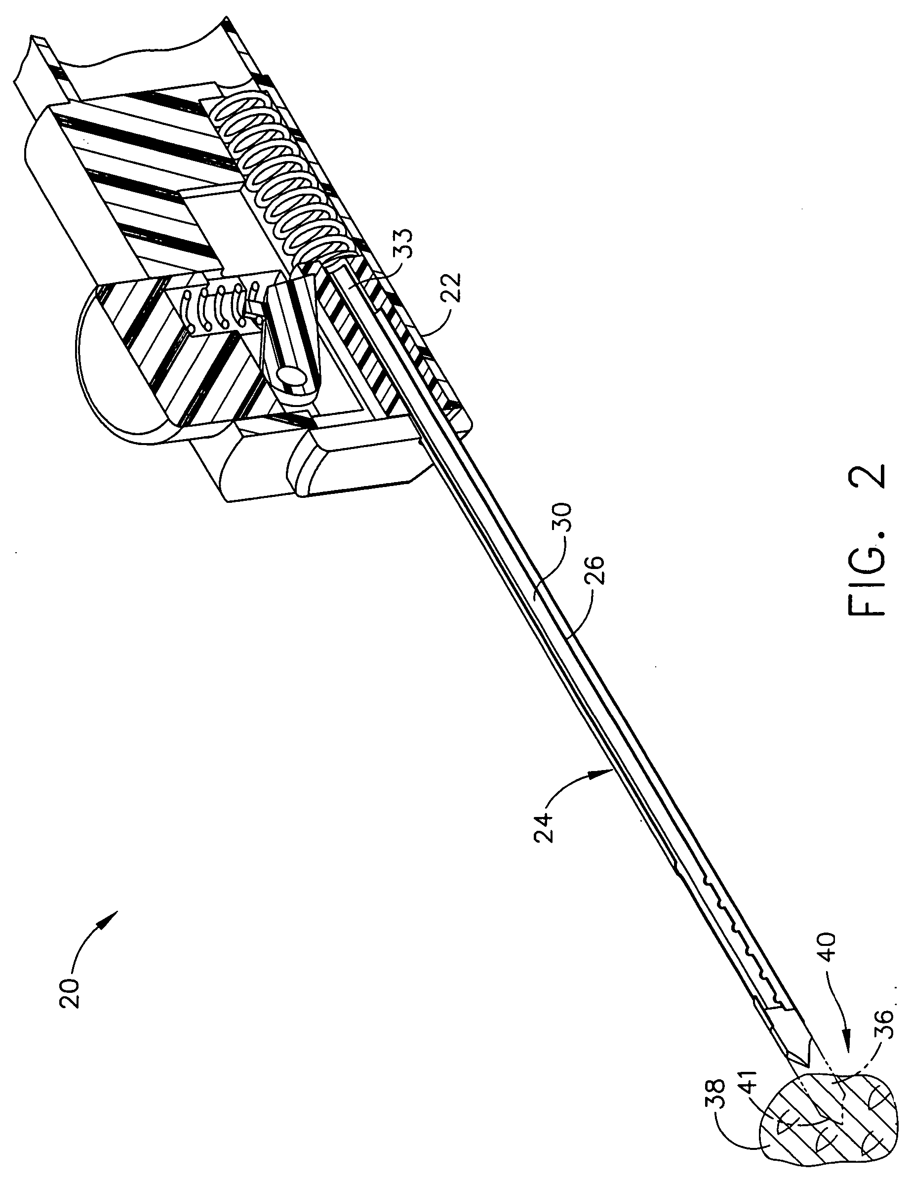 Biopsy instrument with improved needle penetration