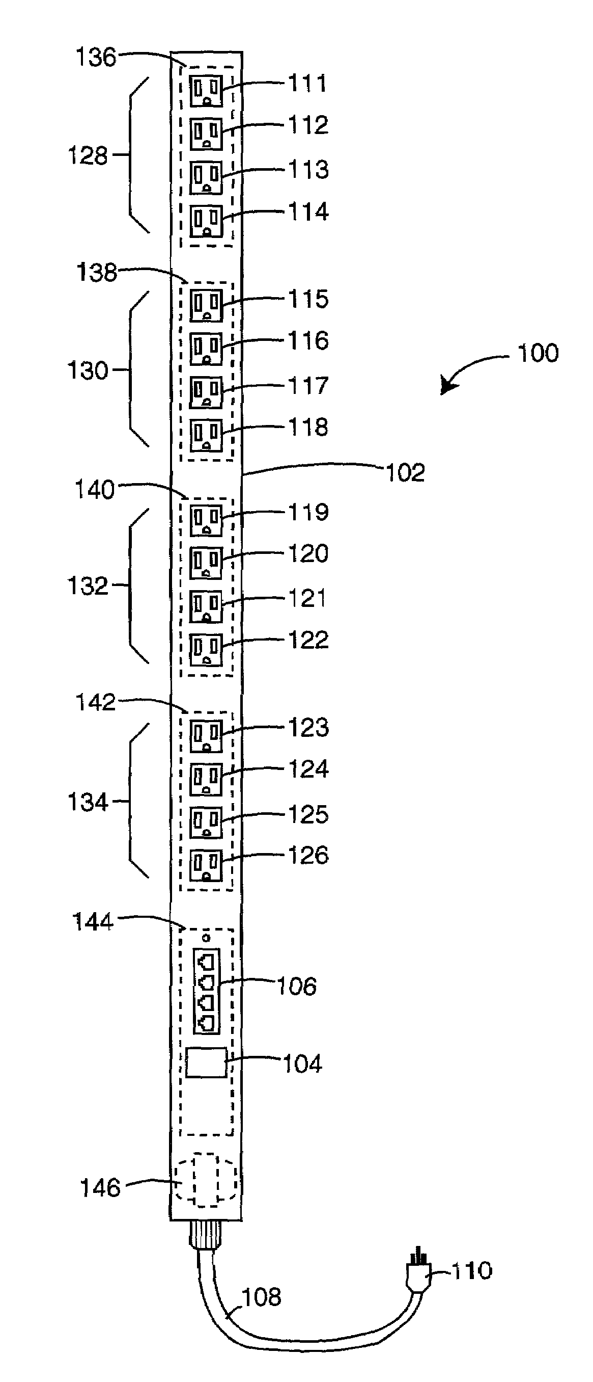 Vertical-mount electrical power distribution plugstrip