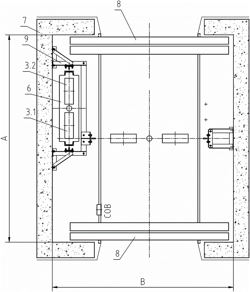 An elevator counterweight system with a traction ratio of 4:1