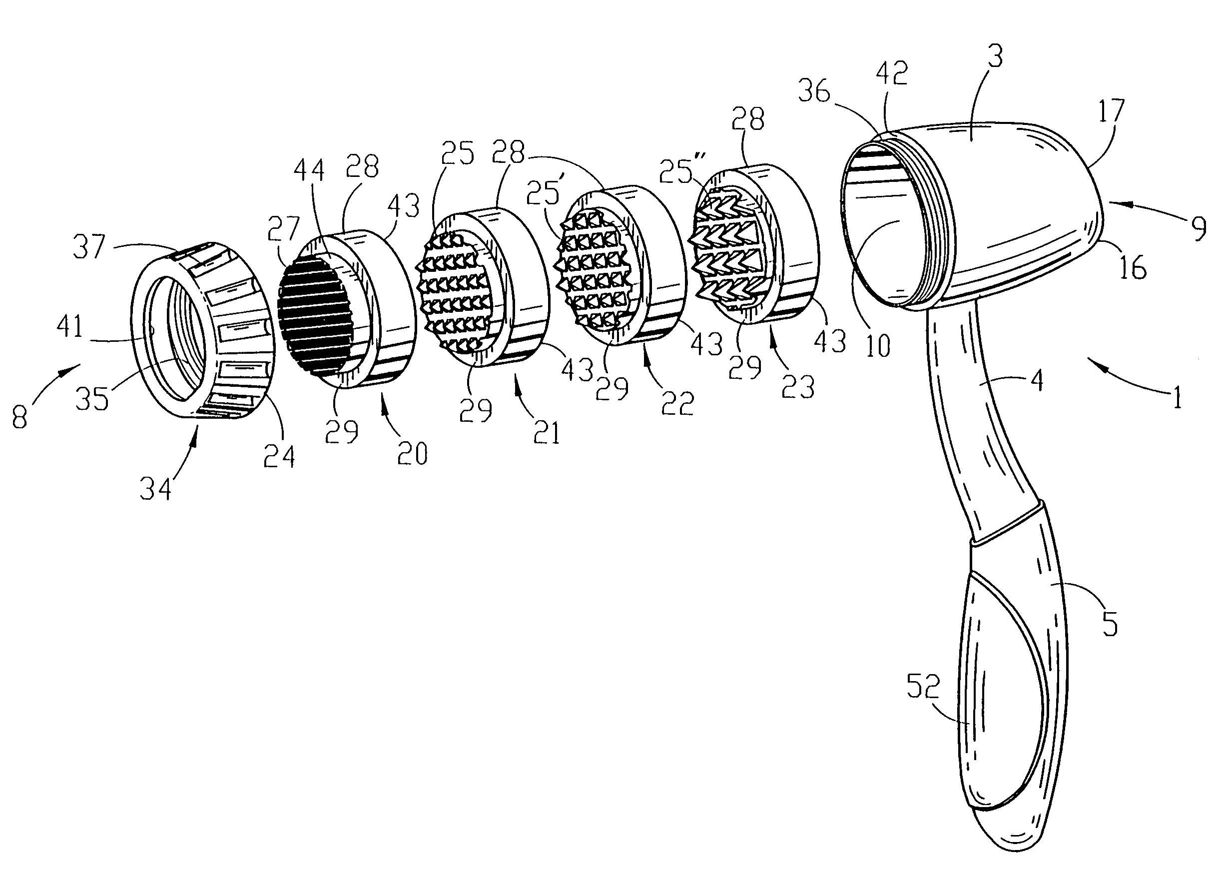 Meat mallet with interchangeable tenderizing surfaces