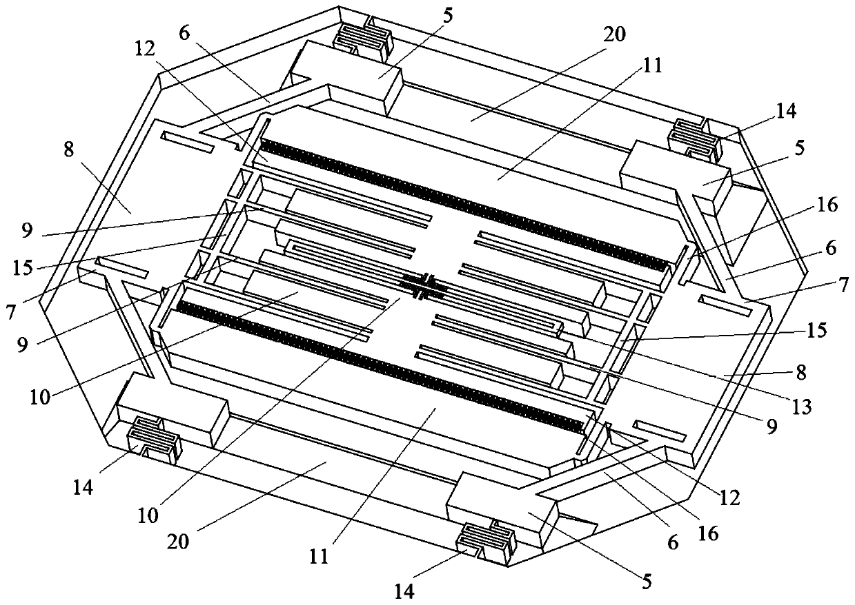 Double H-shaped compression beam silicon micro-resonant pressure sensor chip and preparation method thereof