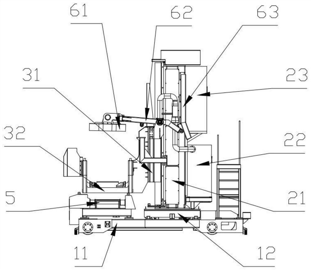 Pass-type lifting and tilting transfer trolley for molten iron transfer