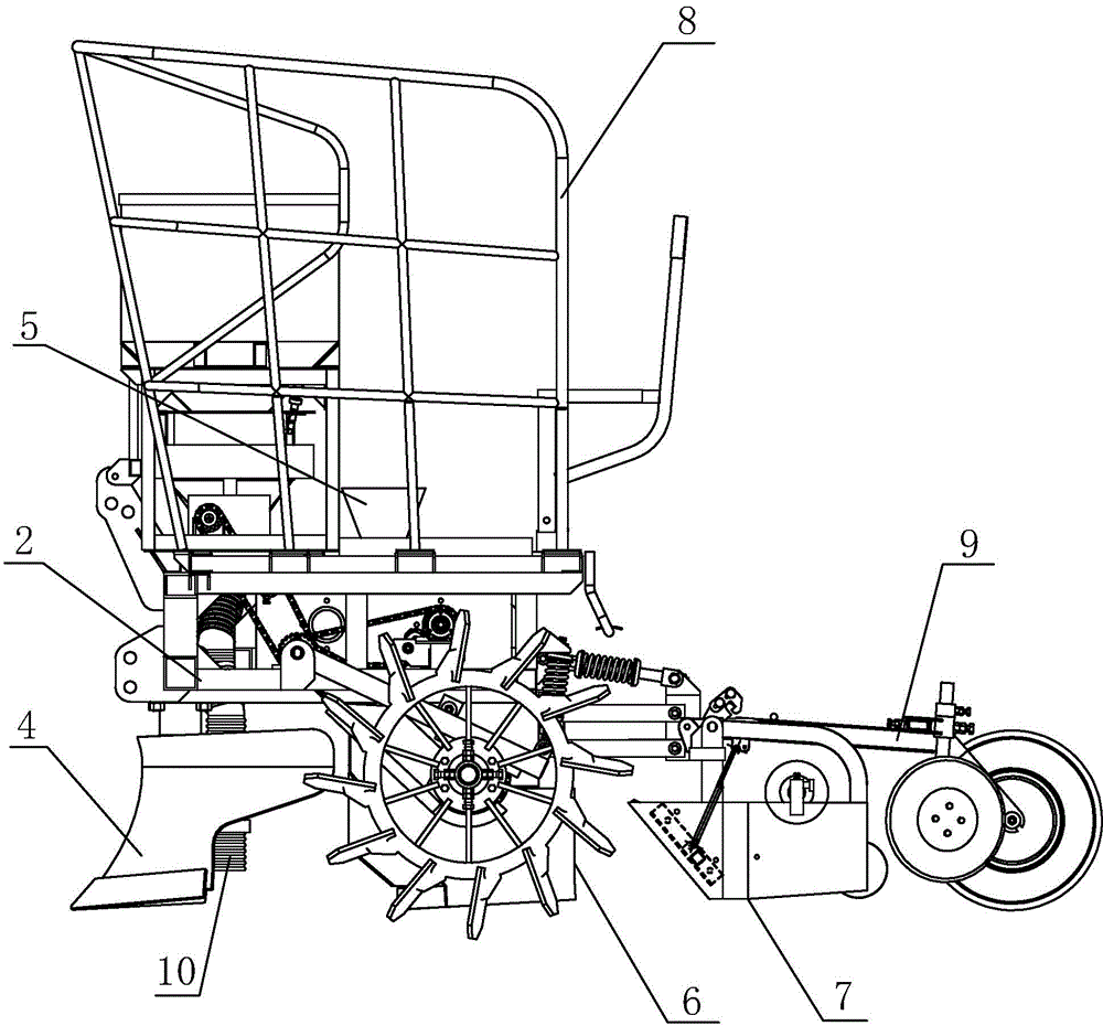 Single-row sugarcane planting machine with independent gutter-plough