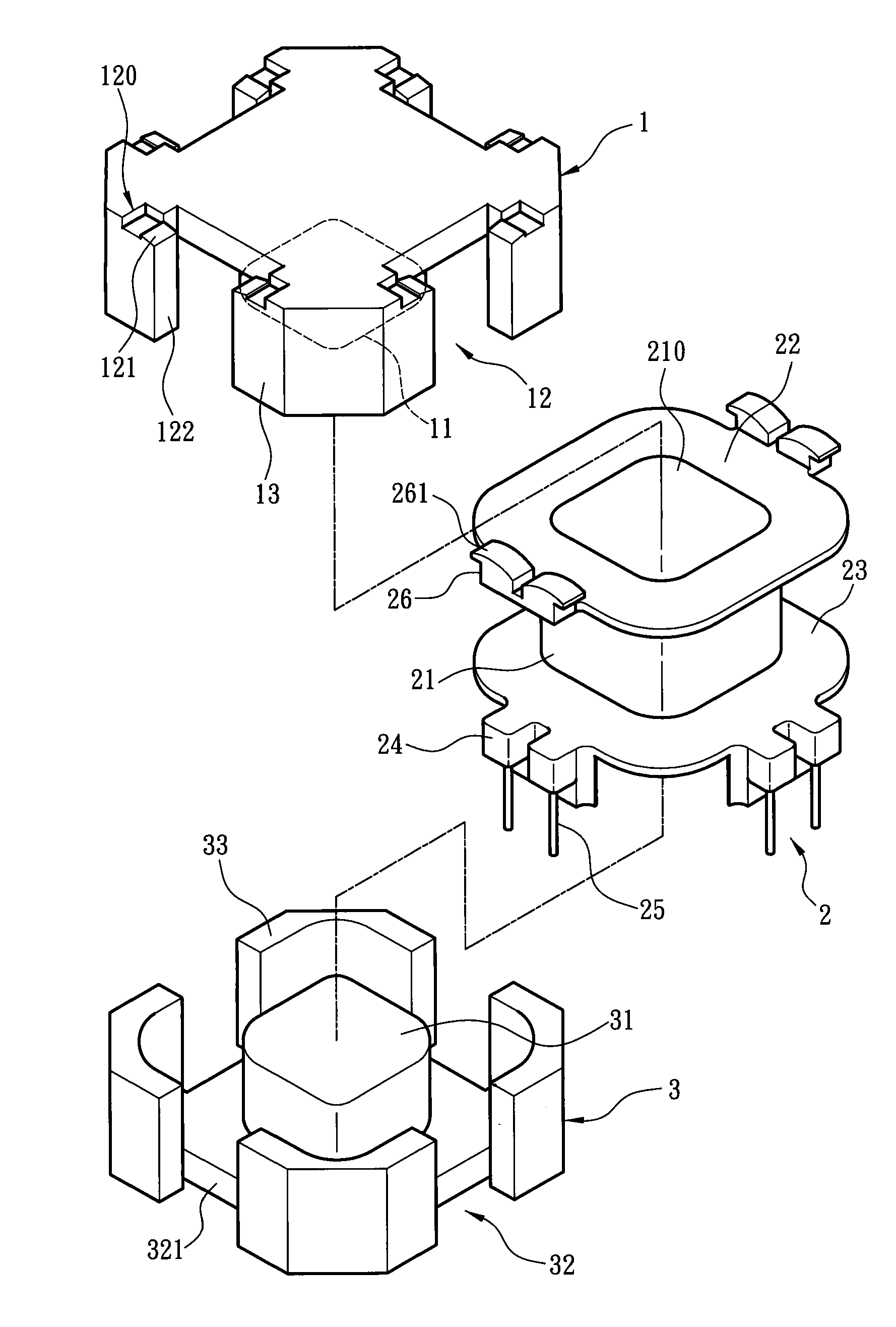 Tightly coupled iron core set and winding rack