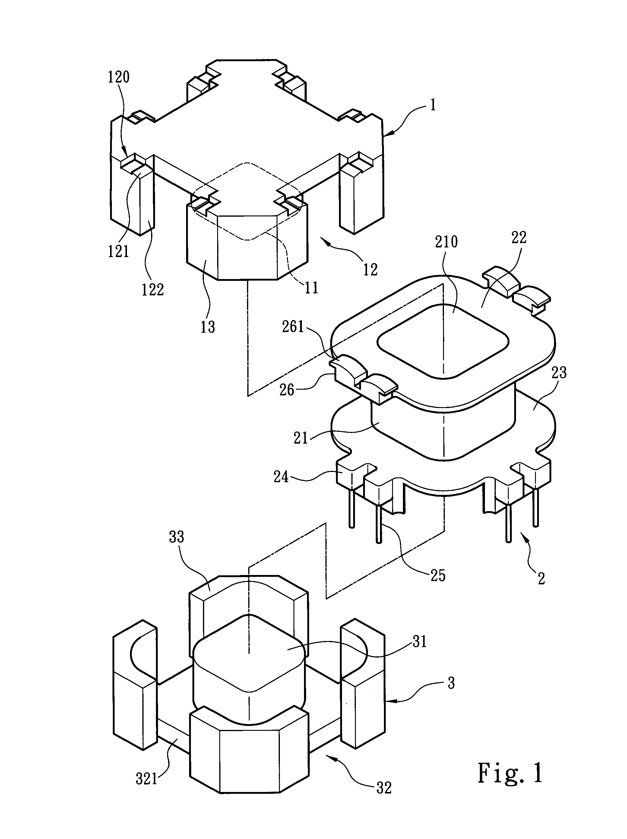 Tightly coupled iron core set and winding rack