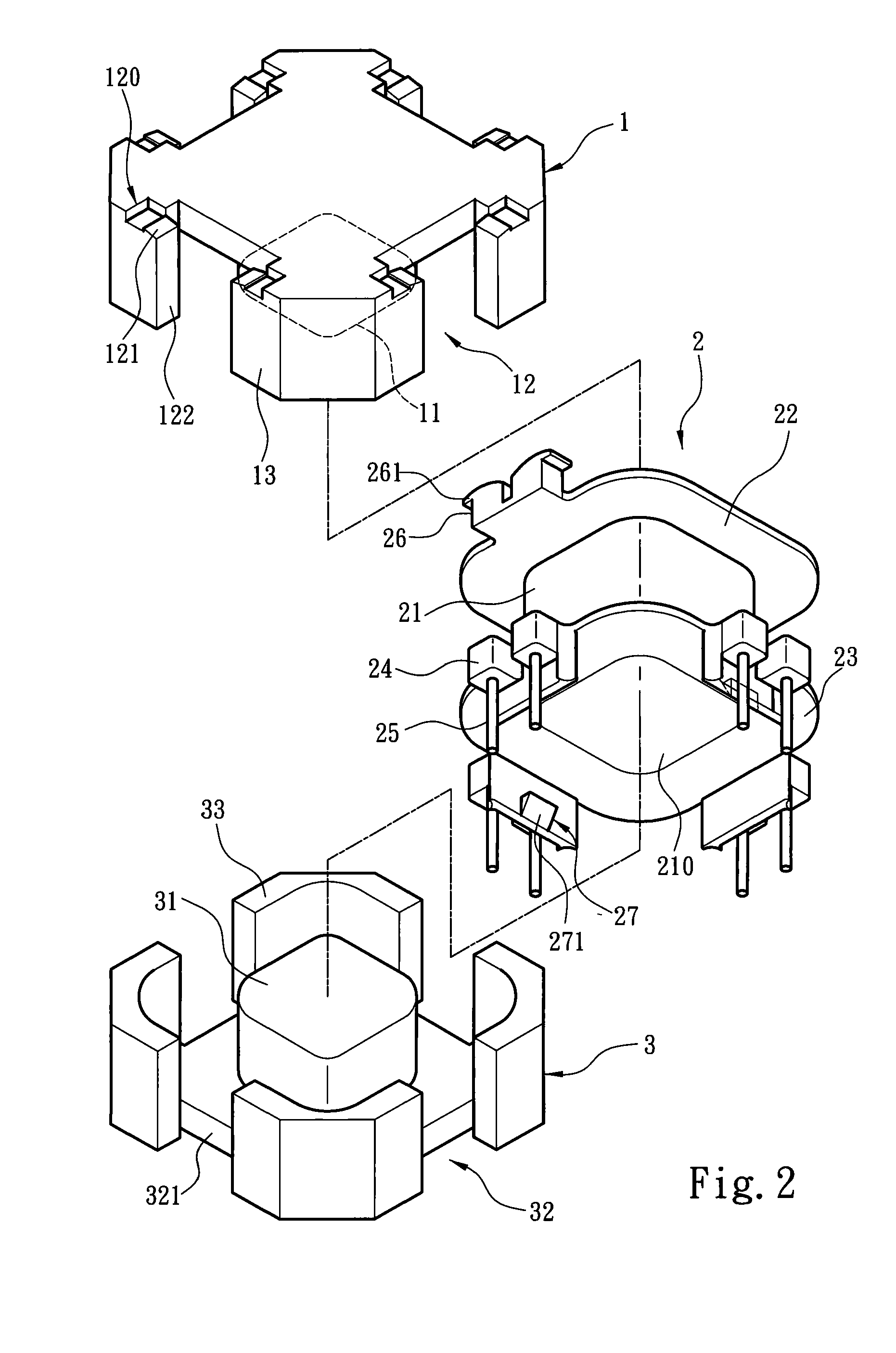 Tightly coupled iron core set and winding rack