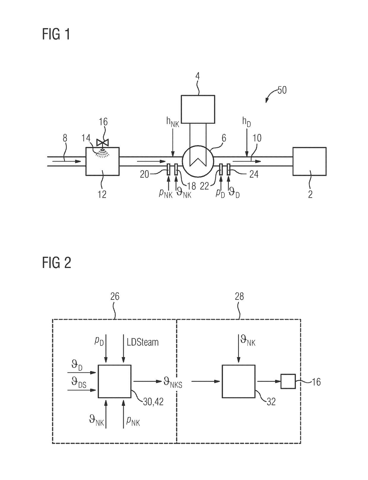 Method and device for controlling a temperature of steam for a steam power plant