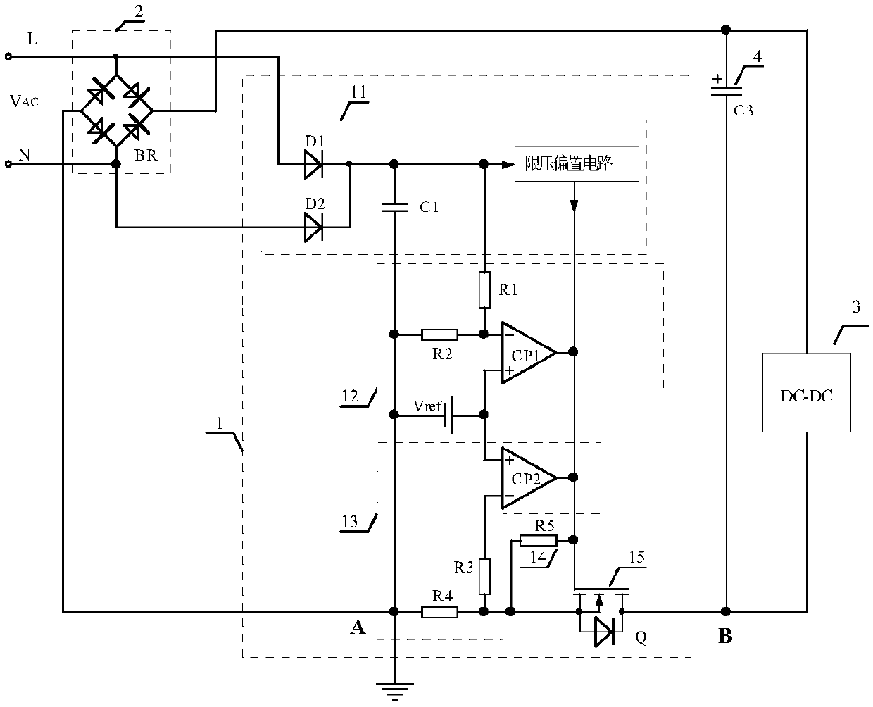 Input overvoltage protection circuit with powered inrush current restraining function