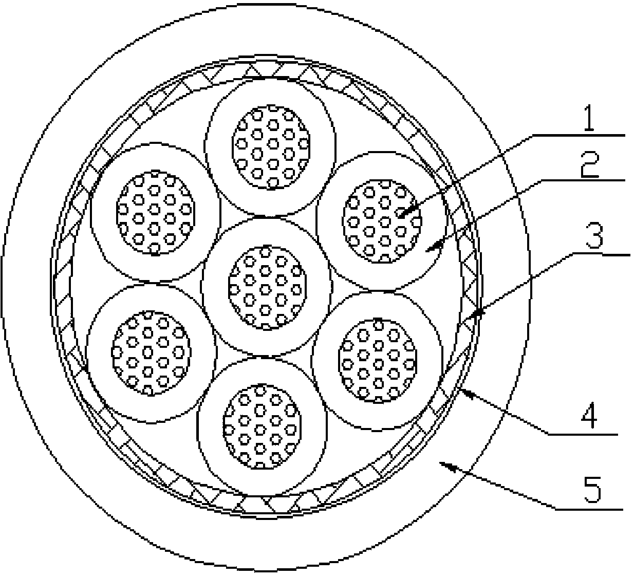 Halogen-free flame retardant thin-wall type control cable for special motor train