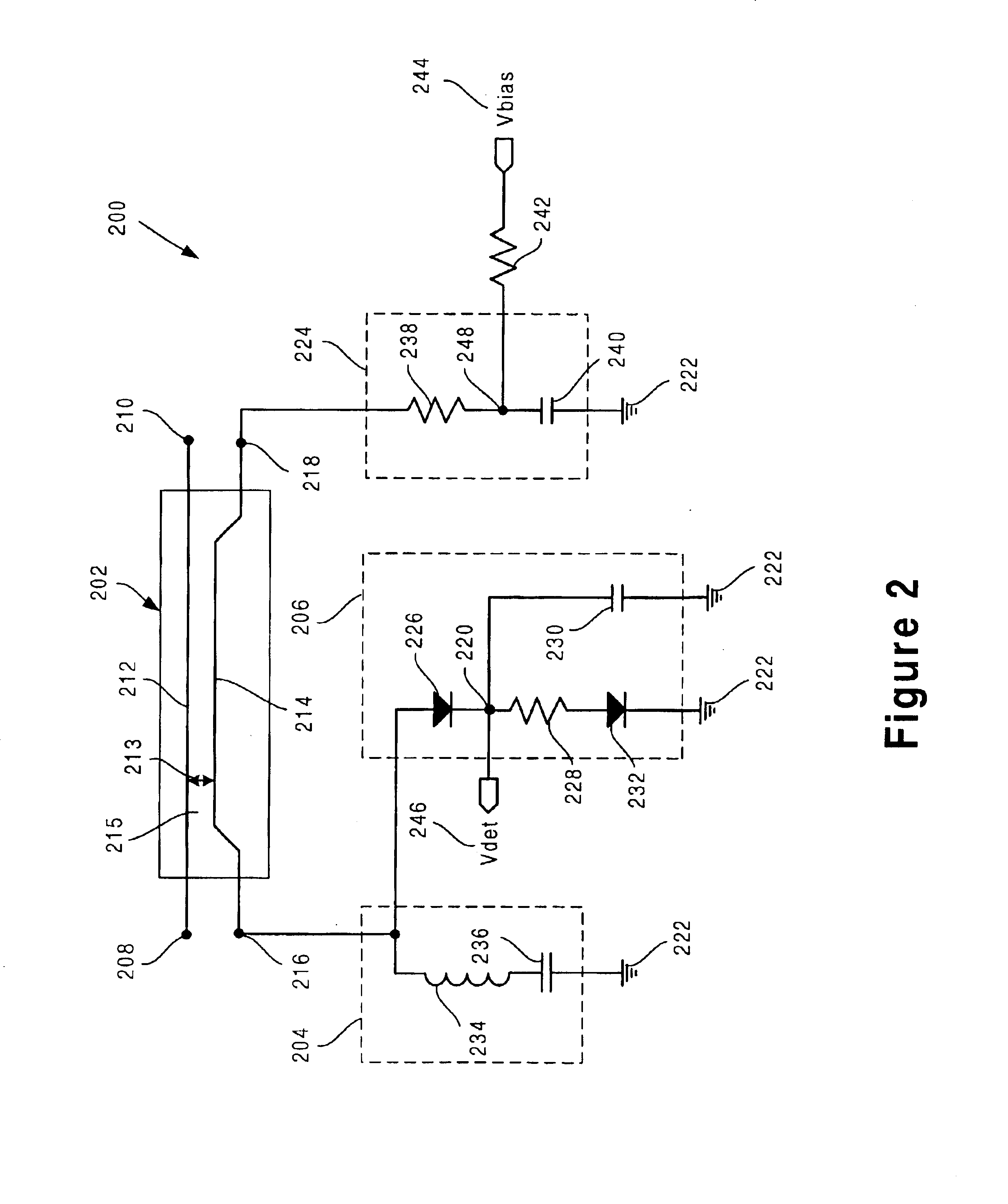 Efficient coupler detector circuit with reduced harmonic distortion