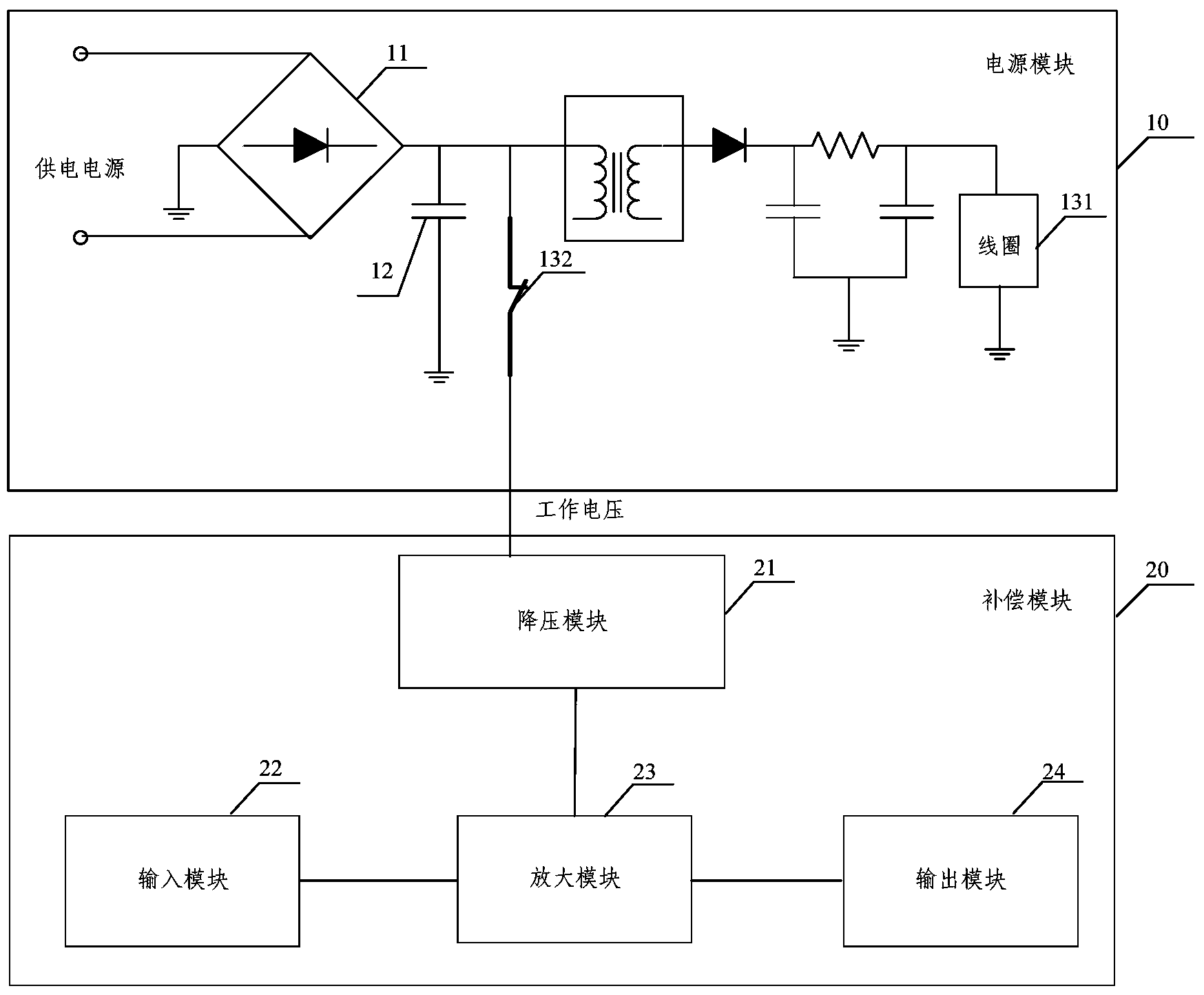 Compensation circuit applied to liquid crystal display panel and display device