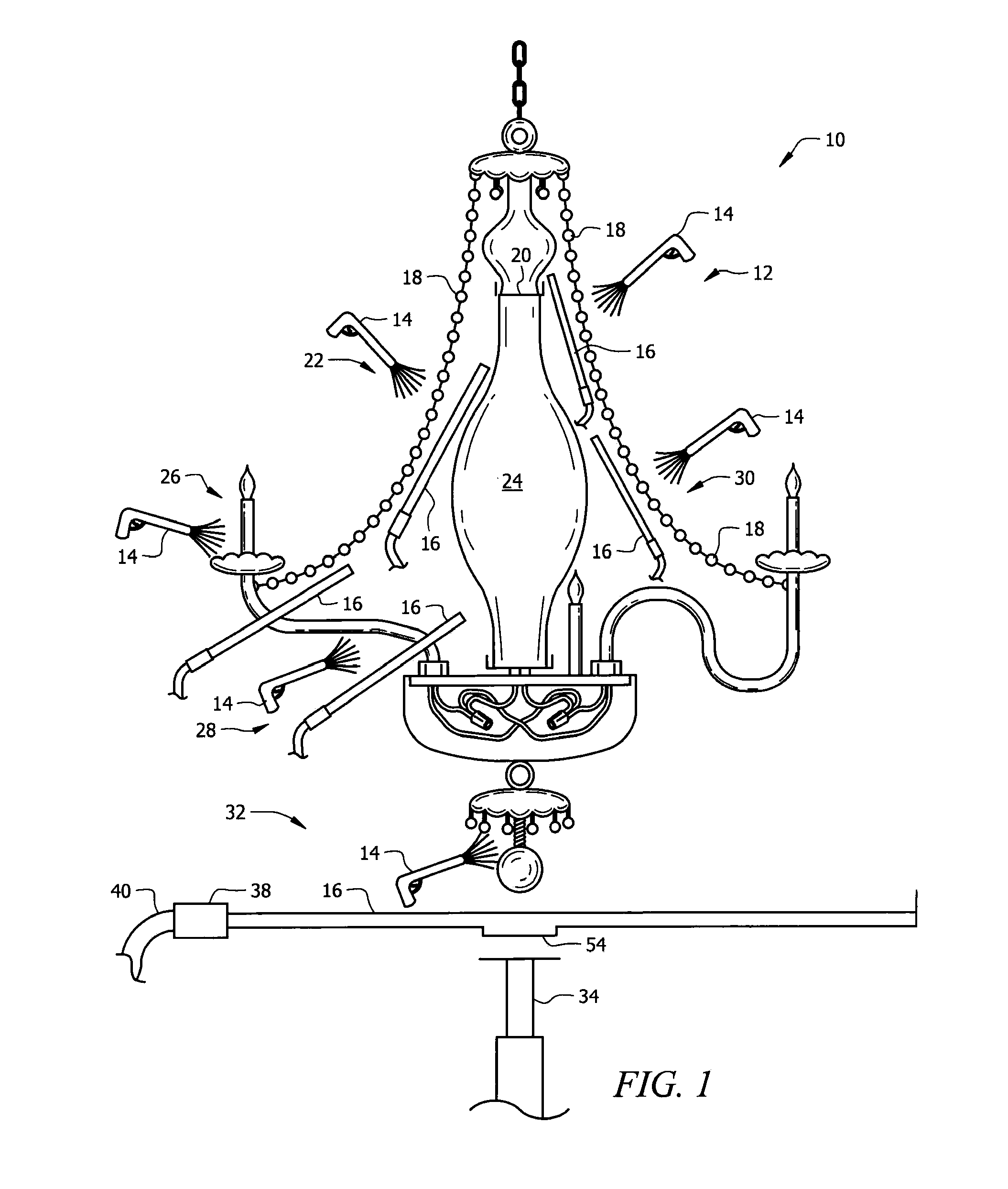 Directional atomizer system for cleaning chandeliers