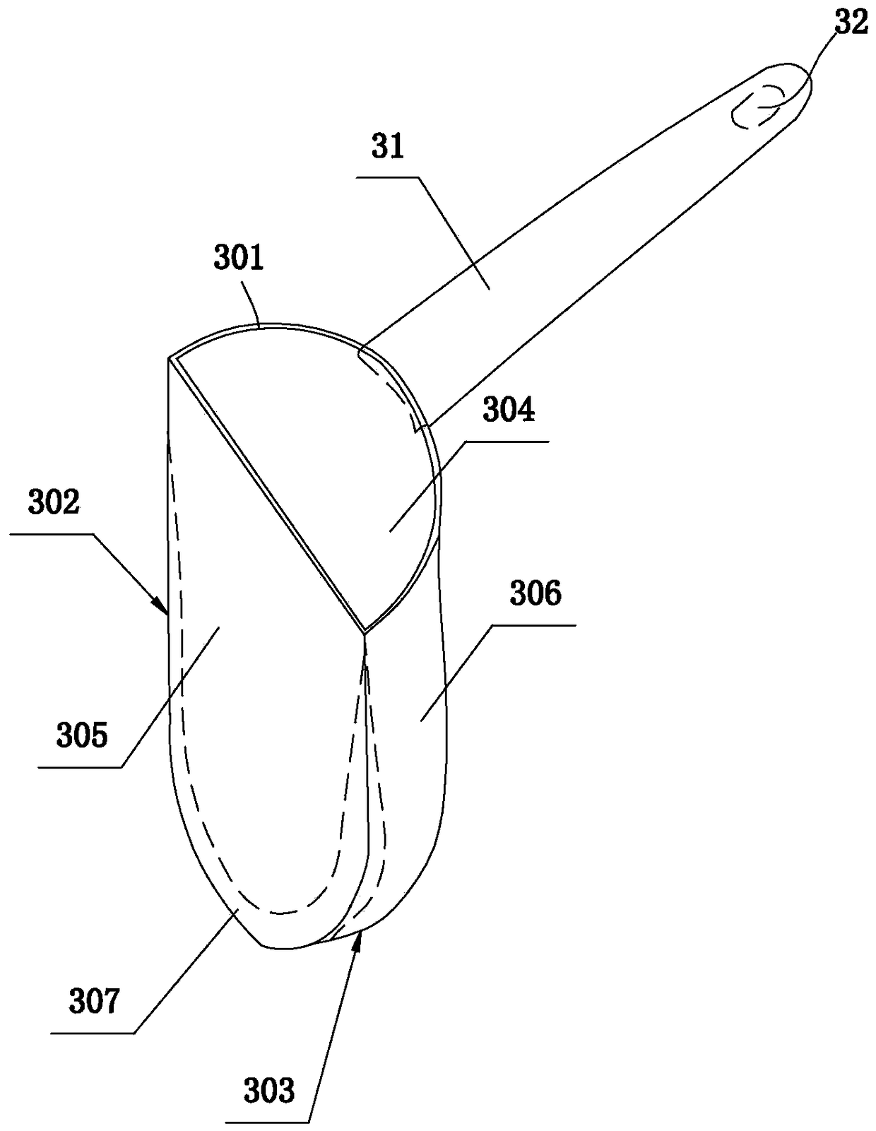 A structure-improved milk powder spoon