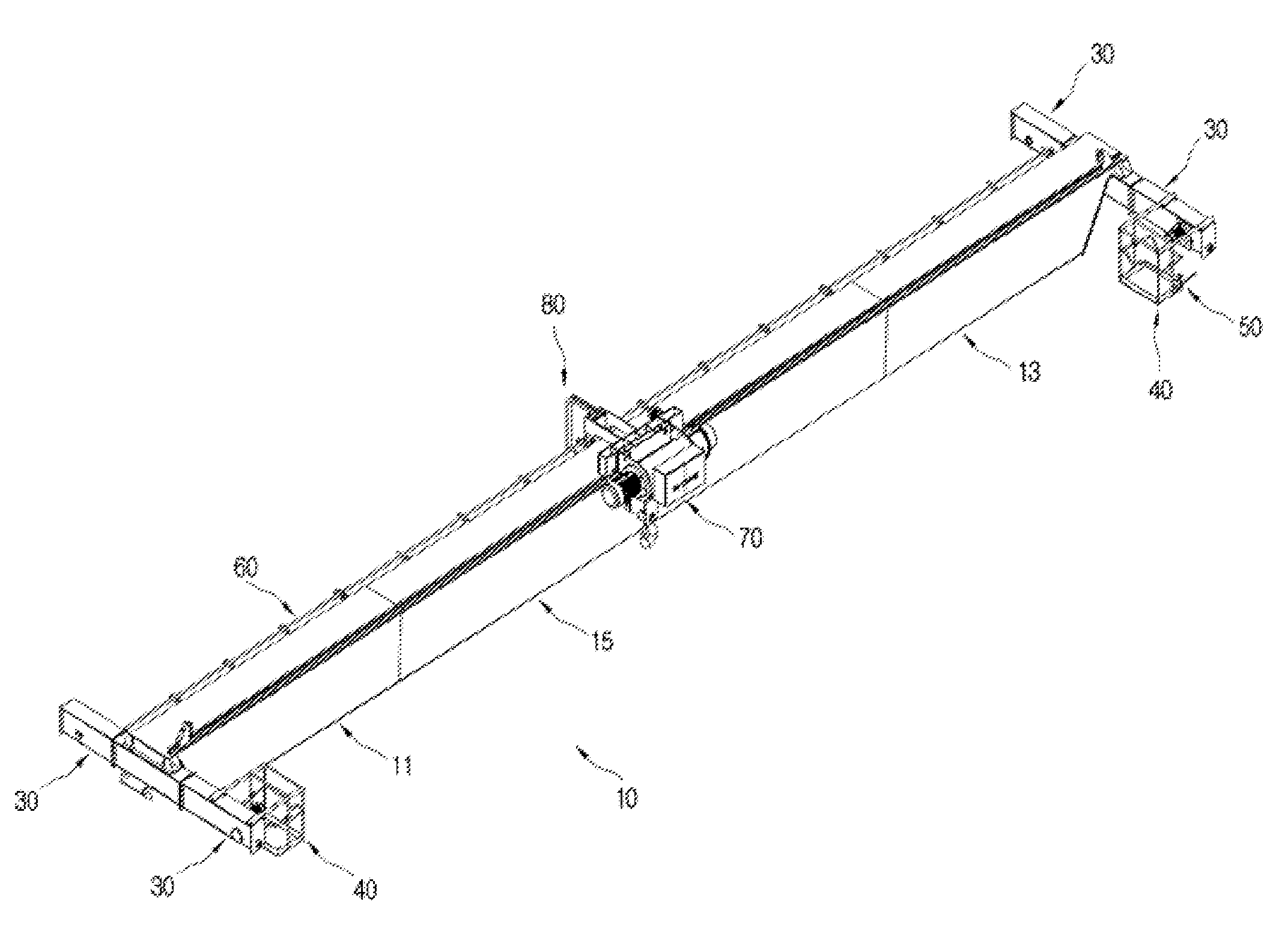 Collapsible crane capable of being transported by container