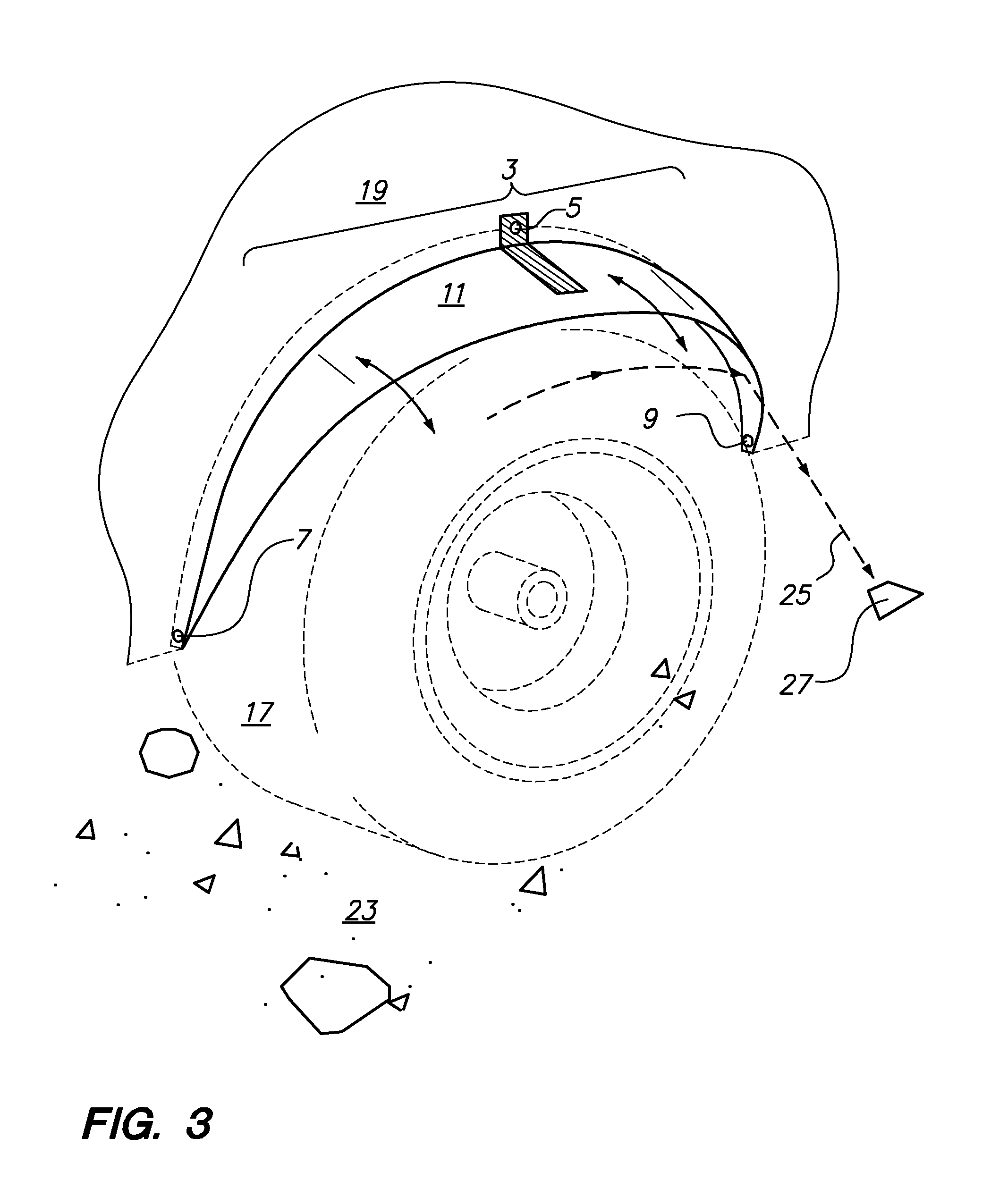 Retractable Tangential Debris Deflector for Vehicle Occupant Safety