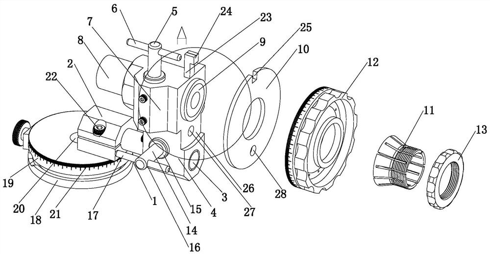 Three-dimensional adjuster for baking varnish spotlight