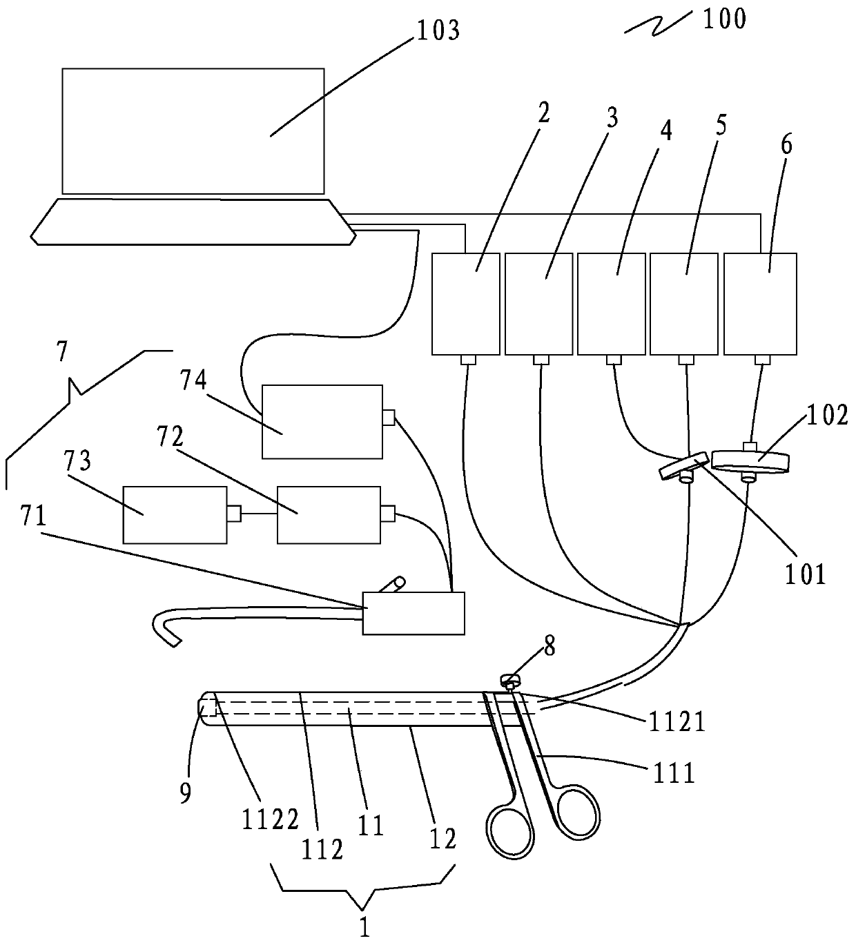 Intracavity tissue endoscope Raman spectroscopy detection device