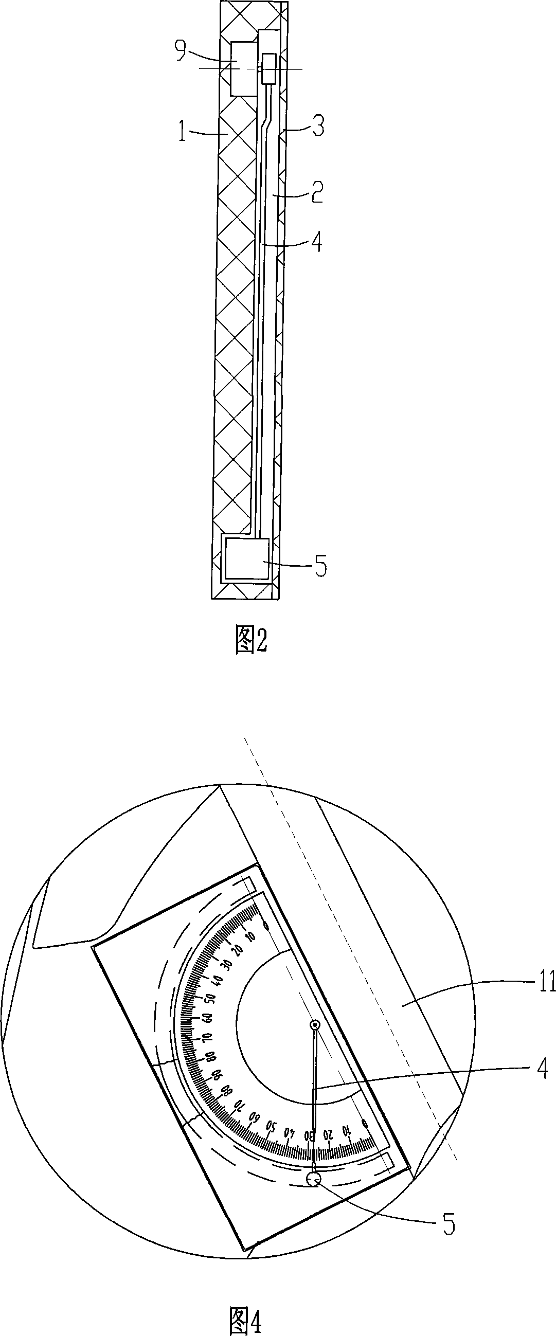 Front inclination angle measurement mechanism for motorcycle