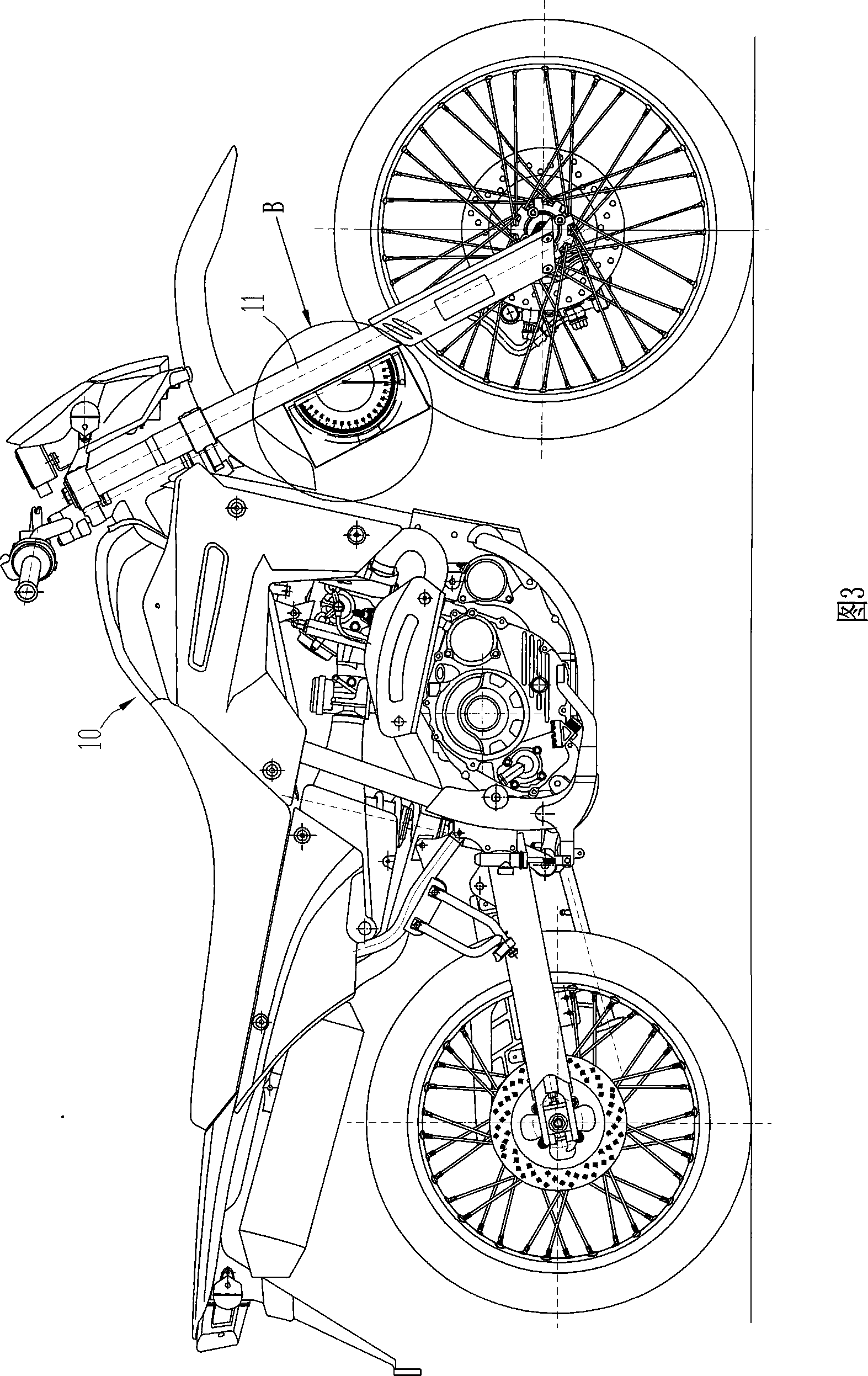 Front inclination angle measurement mechanism for motorcycle