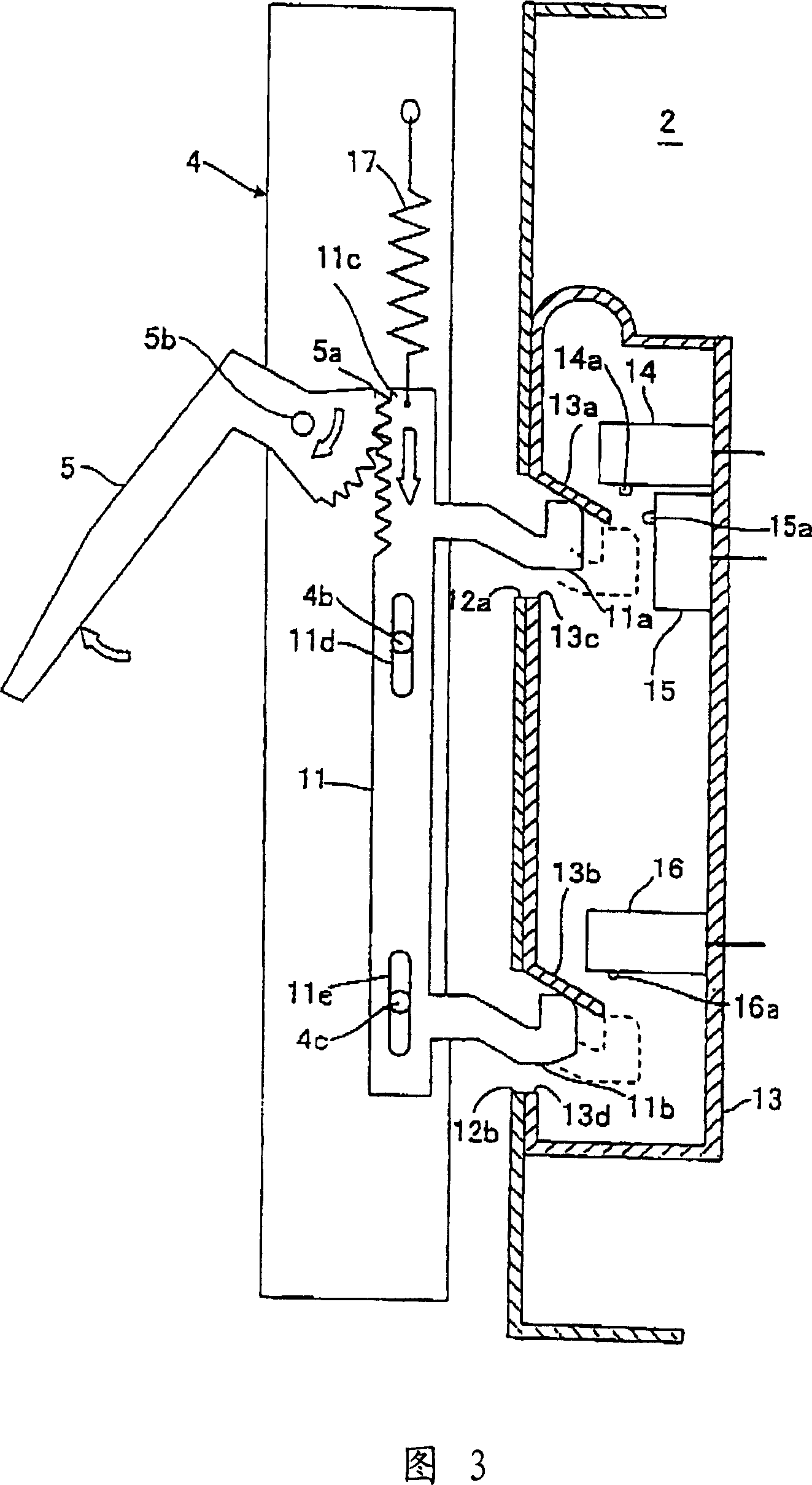 Door opening/closing part of heating device