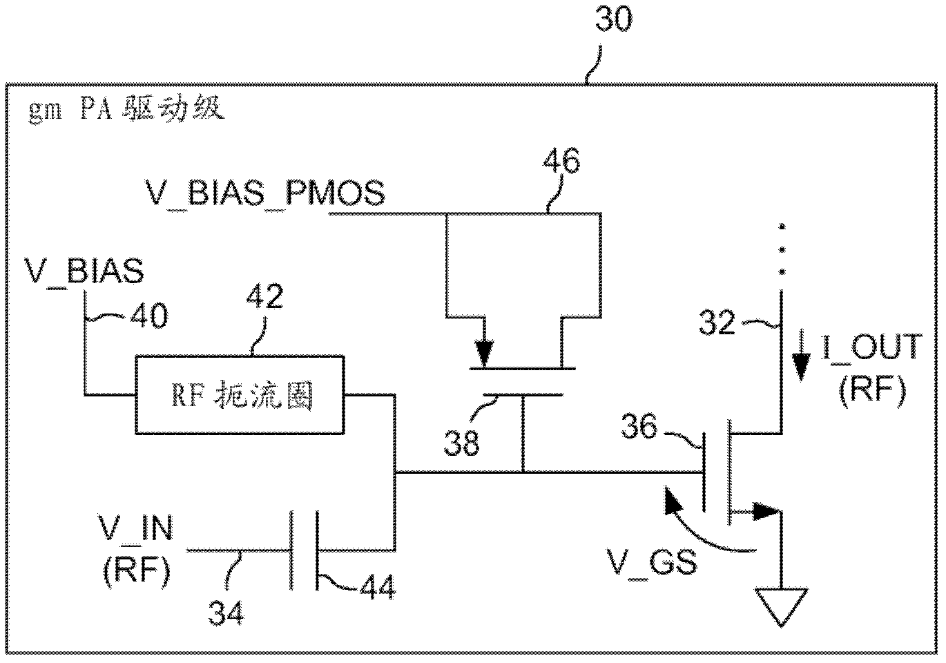 Radio frequency power amplifier with linearizing predistorter