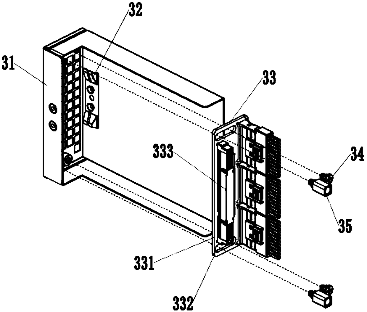 An adapter structure of a server node panel