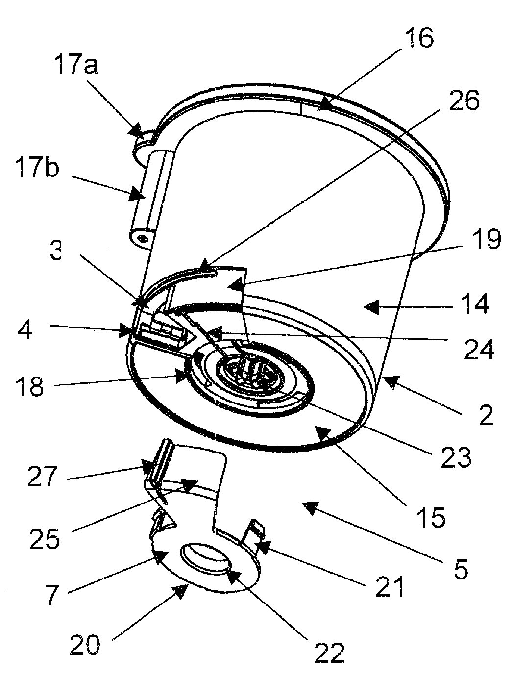 Dispenser of powdered product having a removable reservoir