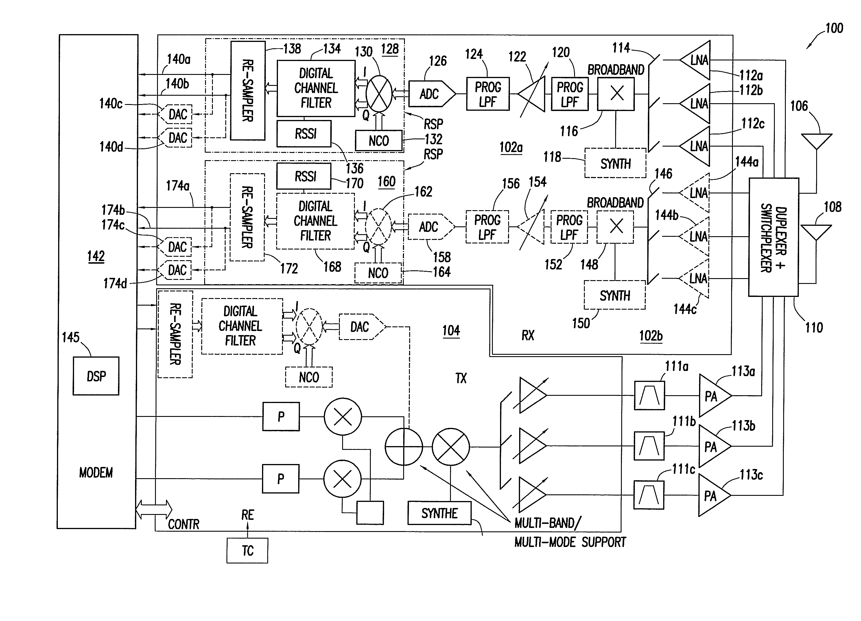 Reconfigurable wireless transceiver