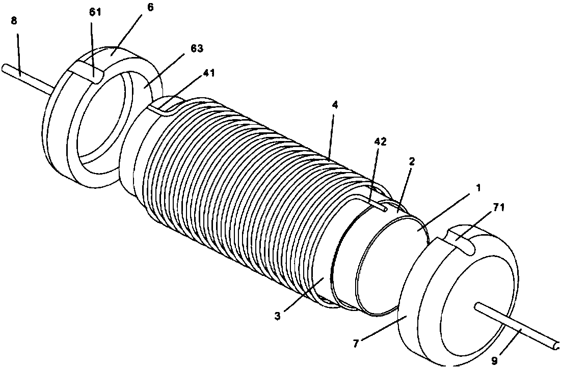 Wire winding type metal oxide film resistor and processing process