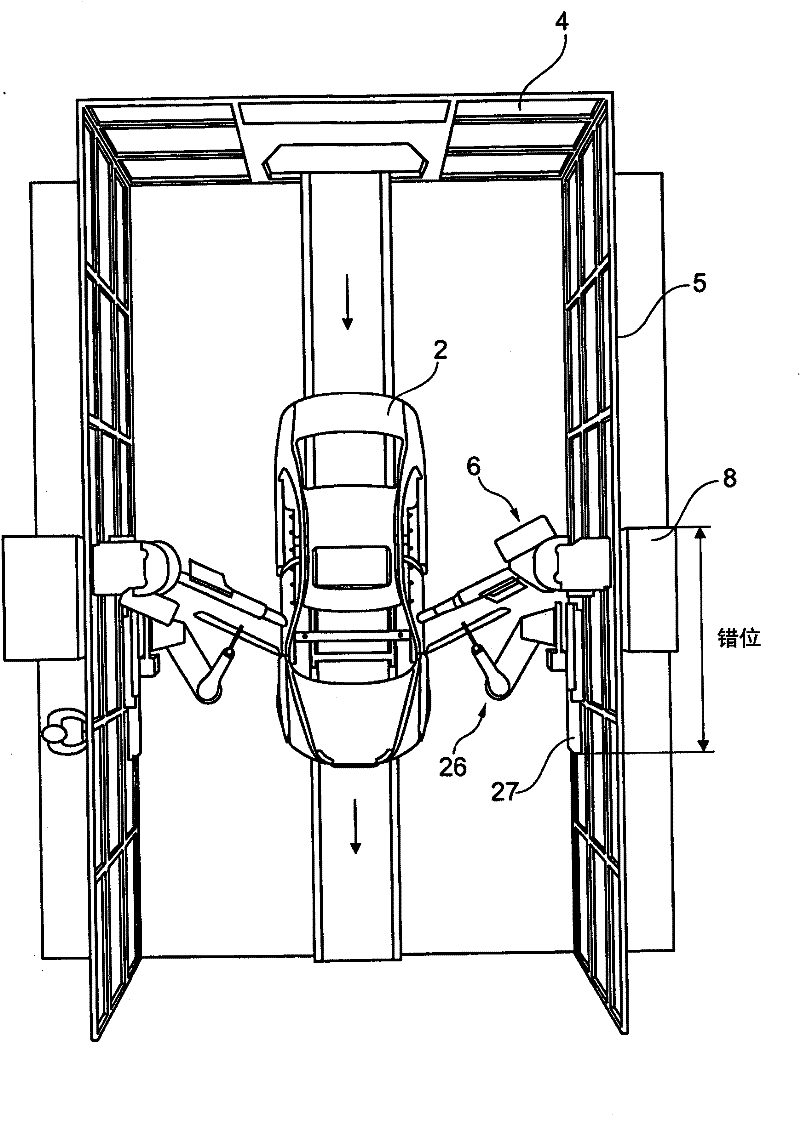 Painting device and associated method