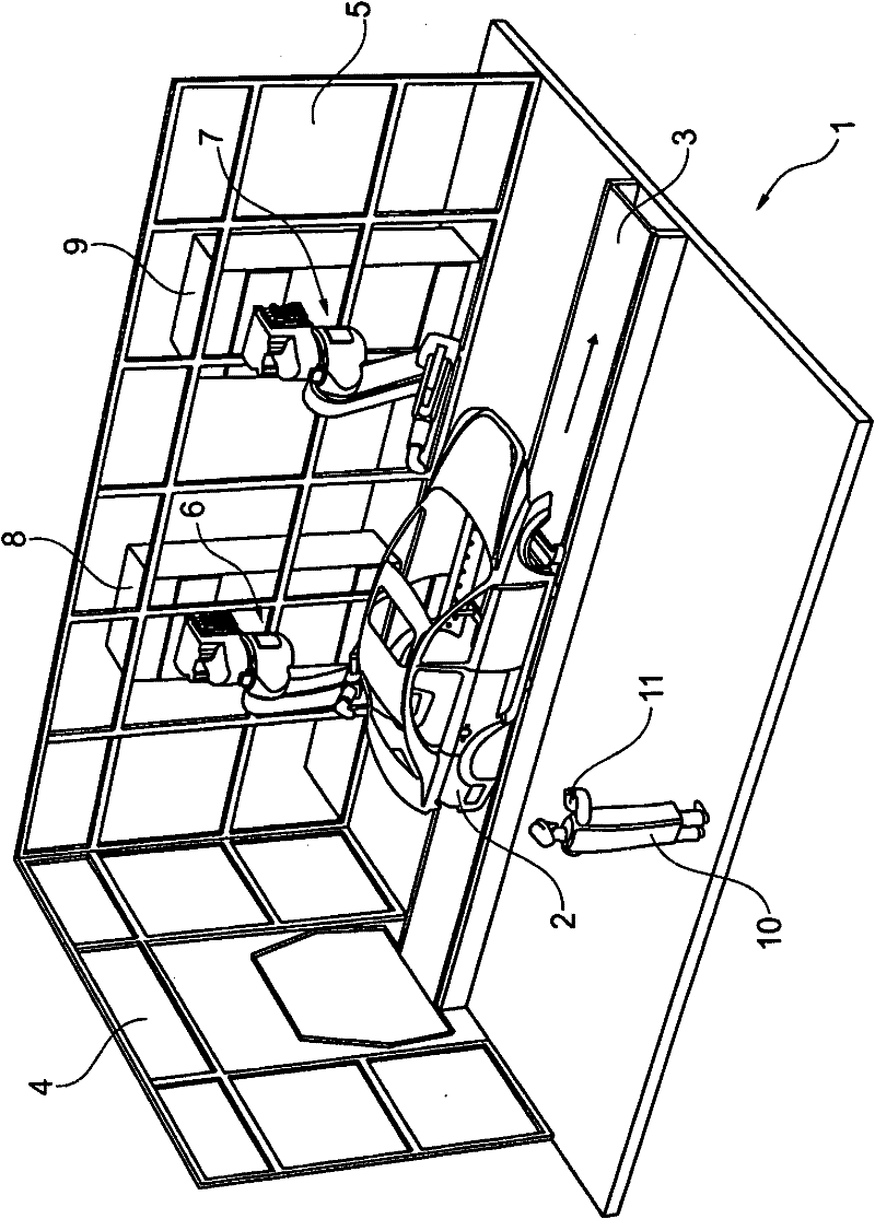 Painting device and associated method