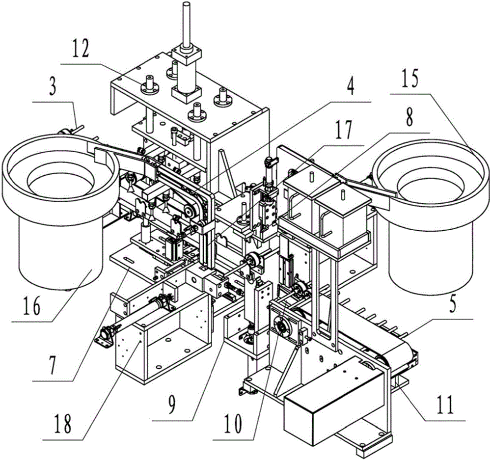 Automatic assembly device for rotating shaft and spiral fan blade wheels of electronic control motor