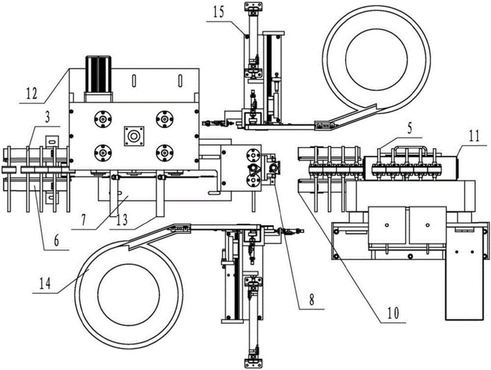 Automatic assembly device for rotating shaft and spiral fan blade wheels of electronic control motor