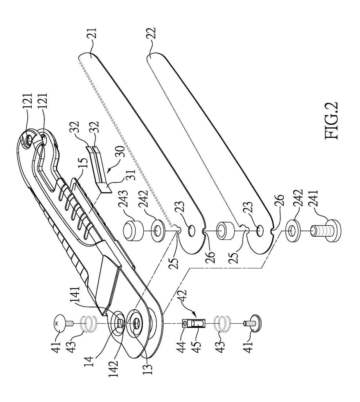 Utility knife assembly with two blades