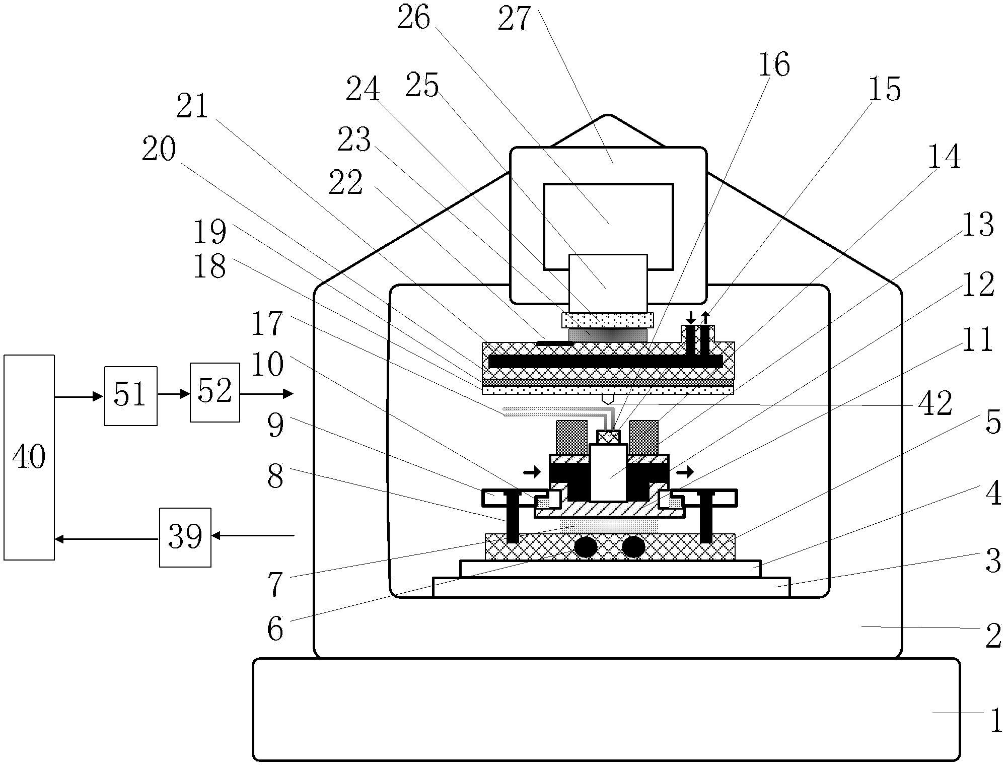 Multi-field coupled loading micro nanometer press-in testing system and method