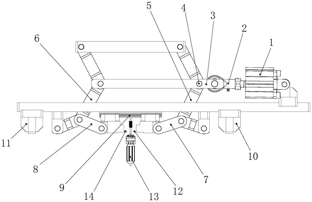 An embossing mechanism combining a pneumatic component with a connecting rod assembly