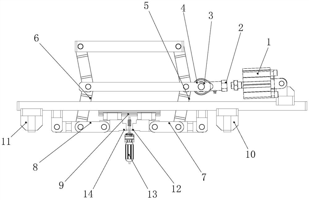 An embossing mechanism combining a pneumatic component with a connecting rod assembly