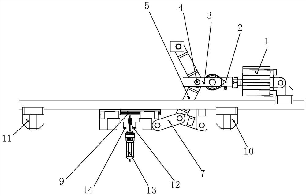 An embossing mechanism combining a pneumatic component with a connecting rod assembly