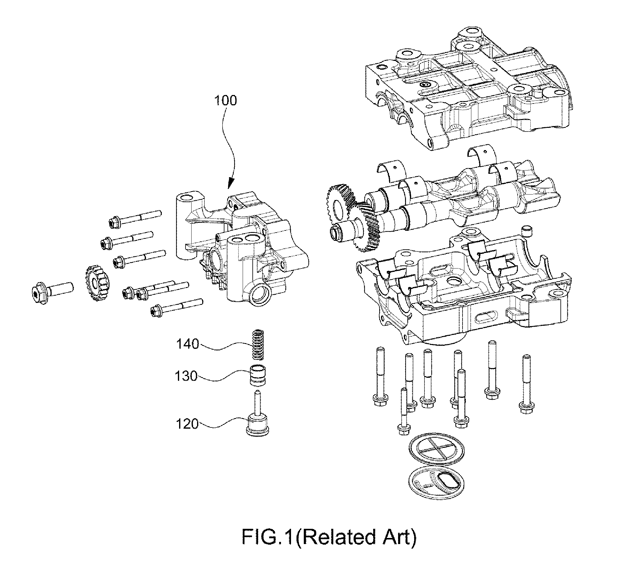 Dual relief valve of bsm for vehicle engine