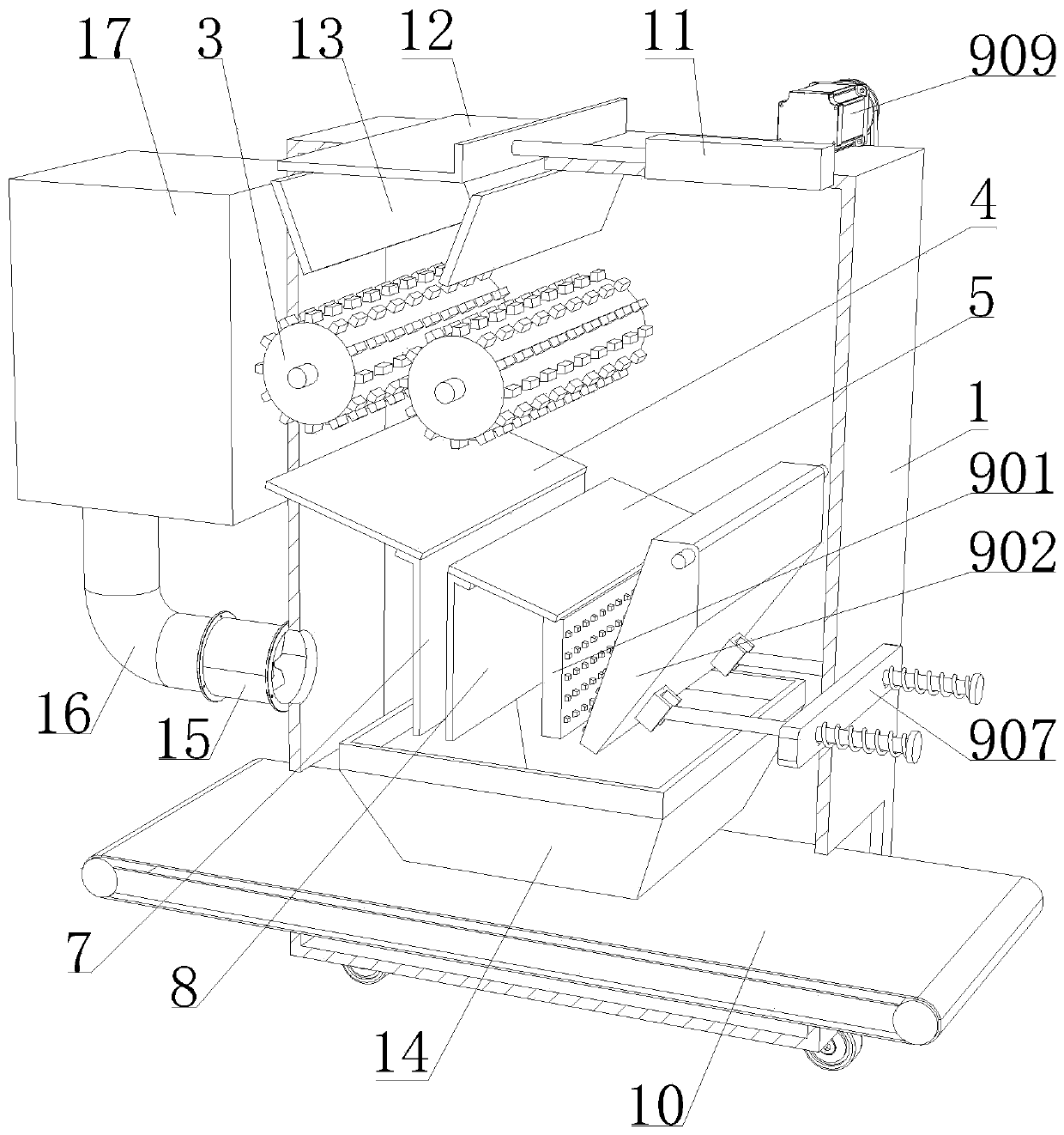 Stone breaking device for mining machine