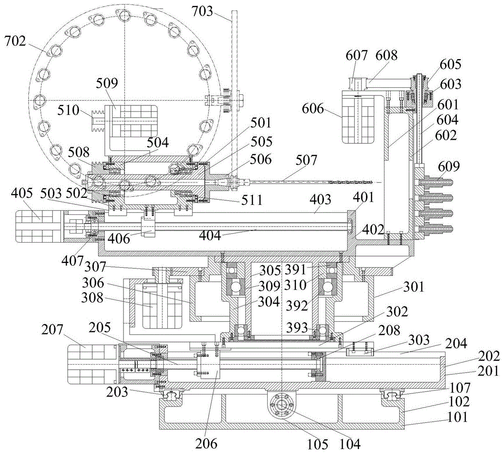 CNC large engine crankshaft angle oil hole drilling rig mechanism