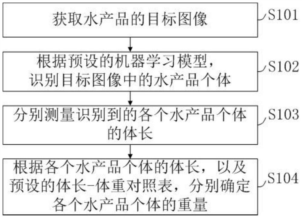 Aquatic product body length and weight detection method, terminal equipment and storage medium